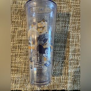 Disney World 50th Anniversary 4 Parks Starbucks 24oz Clear Tumbler NO Straw‎